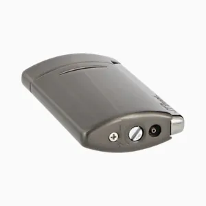 S.T. Dupont Minijet Gunmetal Brossé accendino compatto con fiamma a torcia blu e finitura spazzolata.