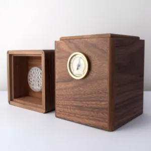 Humidor Verticale in Noce e Mogano con Igrometro