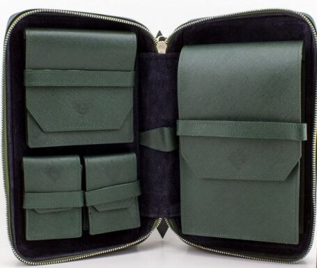 Cartujano Necessaire portasigari in pelle saffiano verde