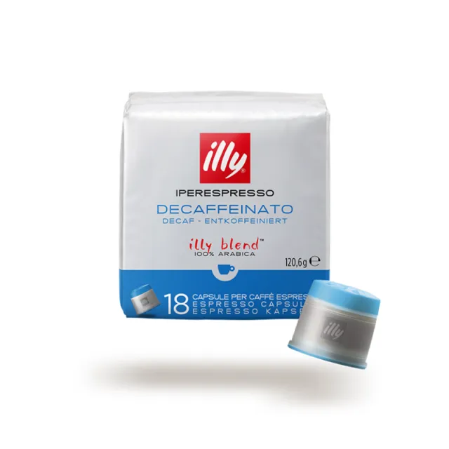 Capsule Iperespresso decaffeinato Illy in atmosfera protettiva con note di caramello e cioccolato