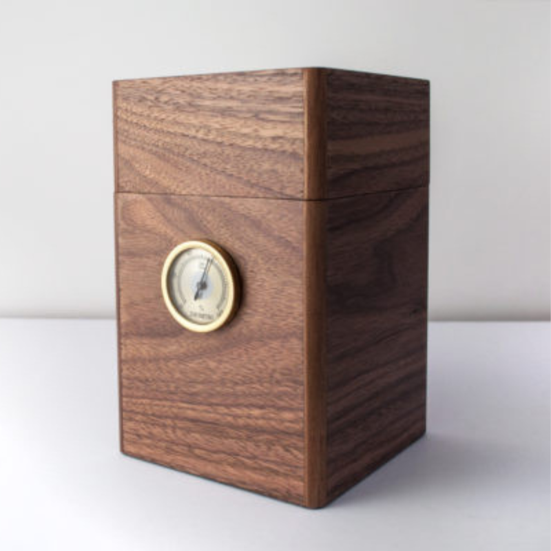 Humidor verticale in noce e mogano con igrometro