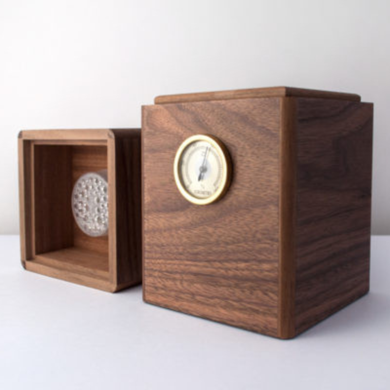 Humidor Verticale in Noce e Mogano con Igrometro