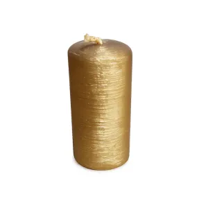 Candela decorativa cilindrica oro con piccole rotture sulla base