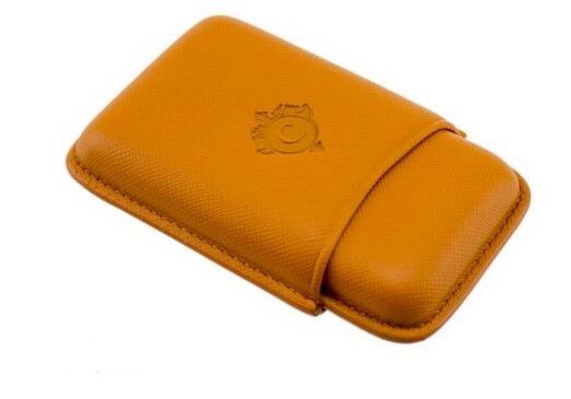 Portasigari per tre ammezzati toscani in pelle saffiano arancio