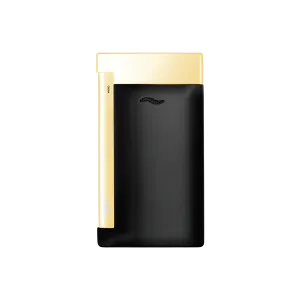 S.T. Dupont Slim 7 nero e oro con fiamma a torcia blu, ultra-sottile 7 mm, 45 g.